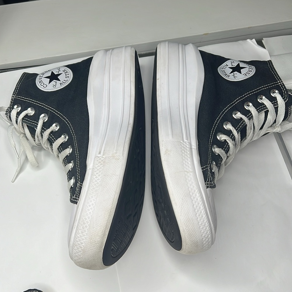 Converse Chuck Taylor Sz 10 All Star Move Platform Sneakers Black Canvas - Picture 5 of 8